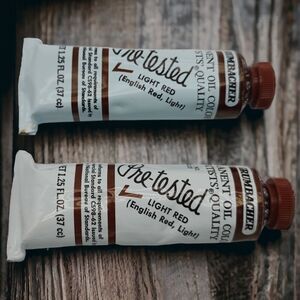 Light Red PK of 2 (English Red Light) VTG Unused Grumbacher Pre-Tested Oil Paint